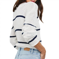 Rails Women's Evangeline Sweater in navy white stripe - women's sweater - detail view