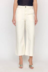 CHRISTY LYNN Dorian Cropped Denim Pant in ecru - women's pants
