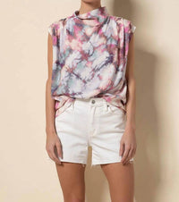 Tart By Taylor - Abstract Print Mock Neck Top