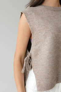 Olivaceous - Kristin Side-tie Relaxed Knit Vest