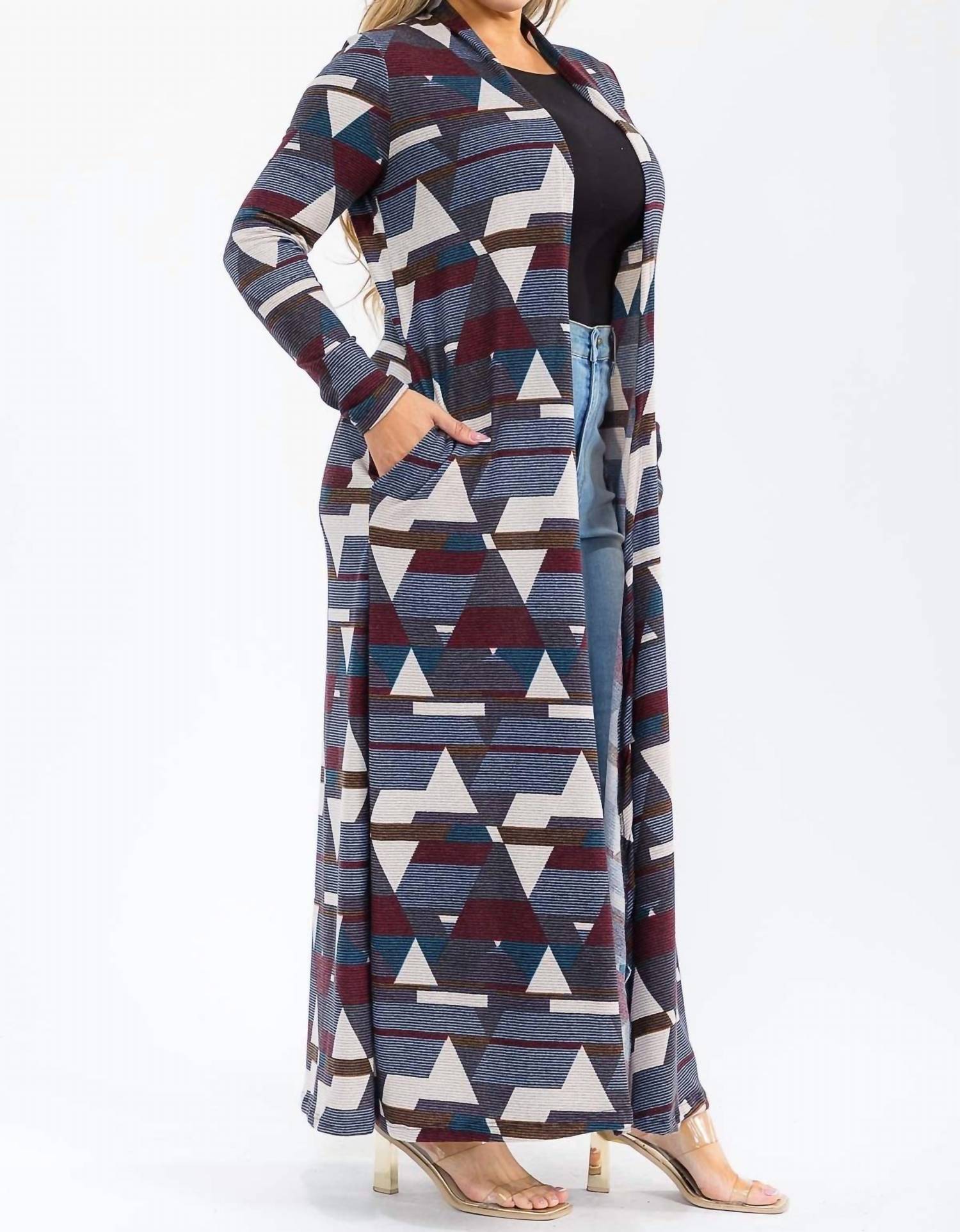 Karen T Design - Long Sleeve Maxi Length Open Front Cardigan