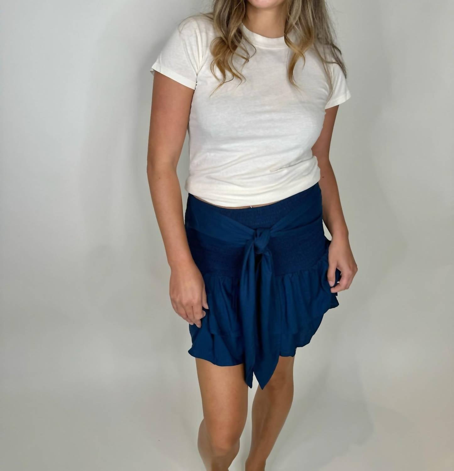 Romi The Brand Tie Short Skirt in navy - women's skirt - view 4