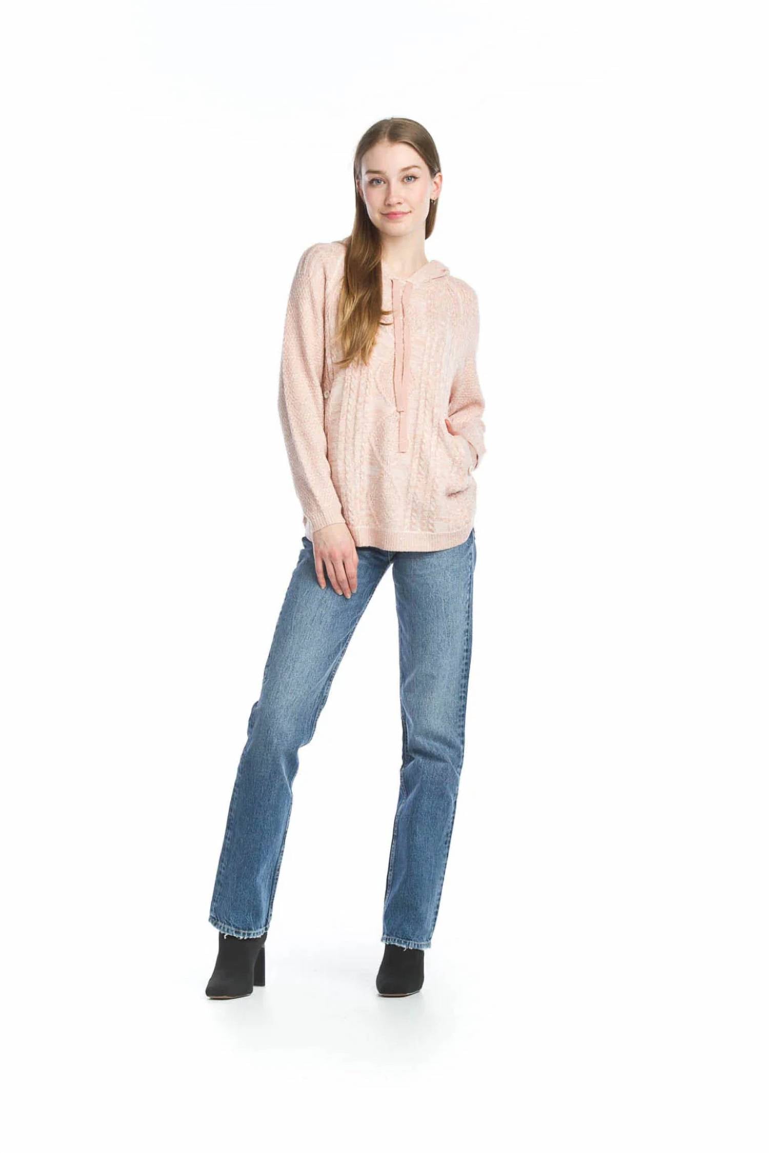 Papillon - Cable Knit Hooded Sweater With Pockets