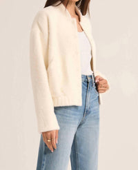 Z Supply Women's Lex Bomber Jacket in sea salt - women's jacket - alternate view