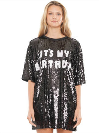 Why Dress - It's My Birthday Block Letter Sequin Dress