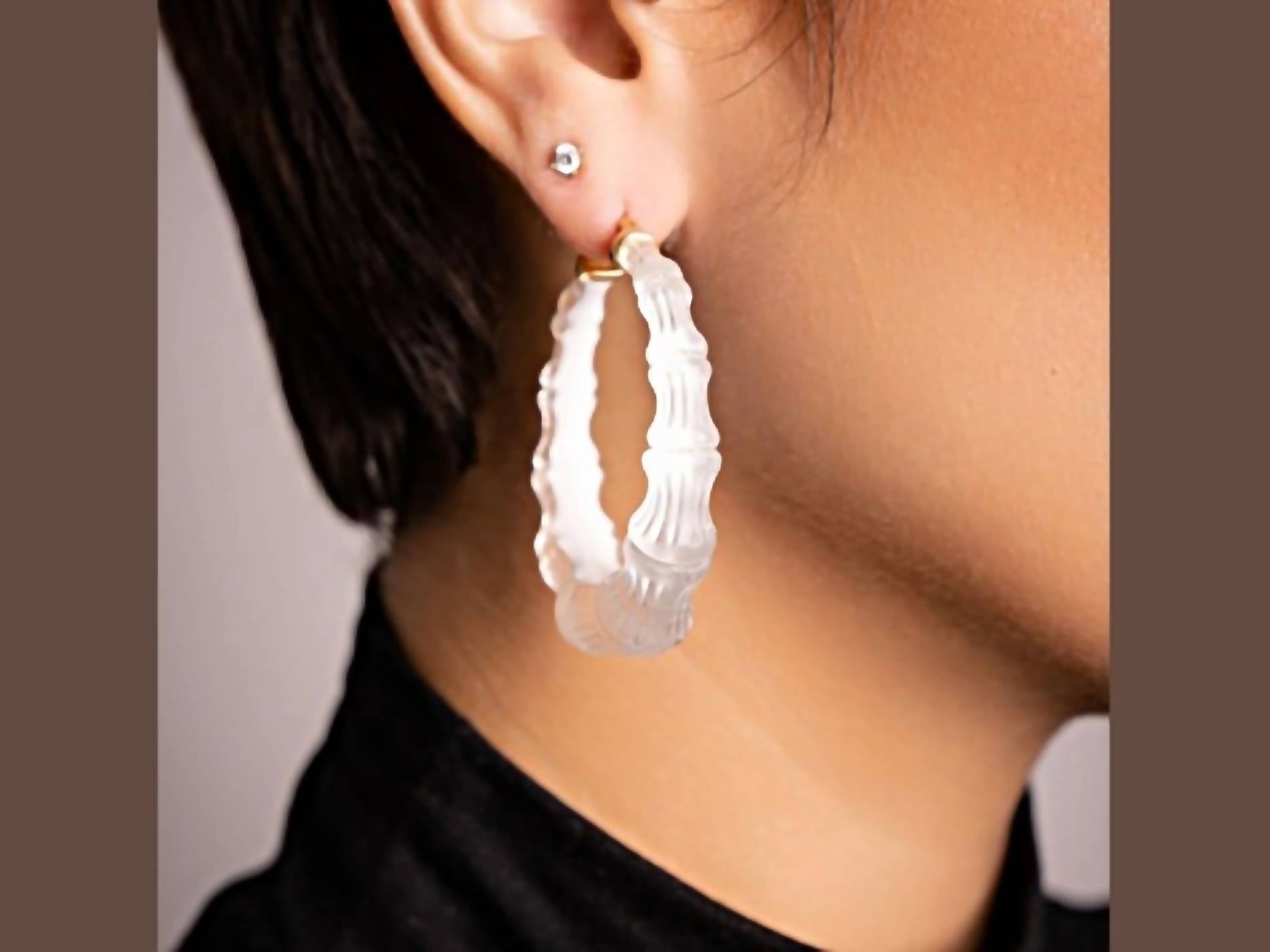 Gold & Honey - Women's Bamboo Illusion Lucite Hoop Earrings