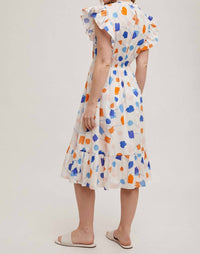 Fun 2 Fun - Geo Print Ruffle Sleeve Dress