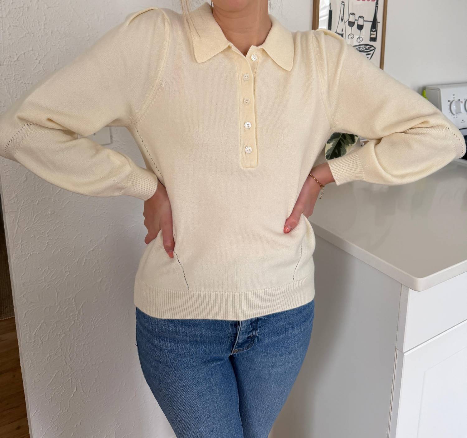 Current Air - Teegan Buttoned Collar Pullover Sweater