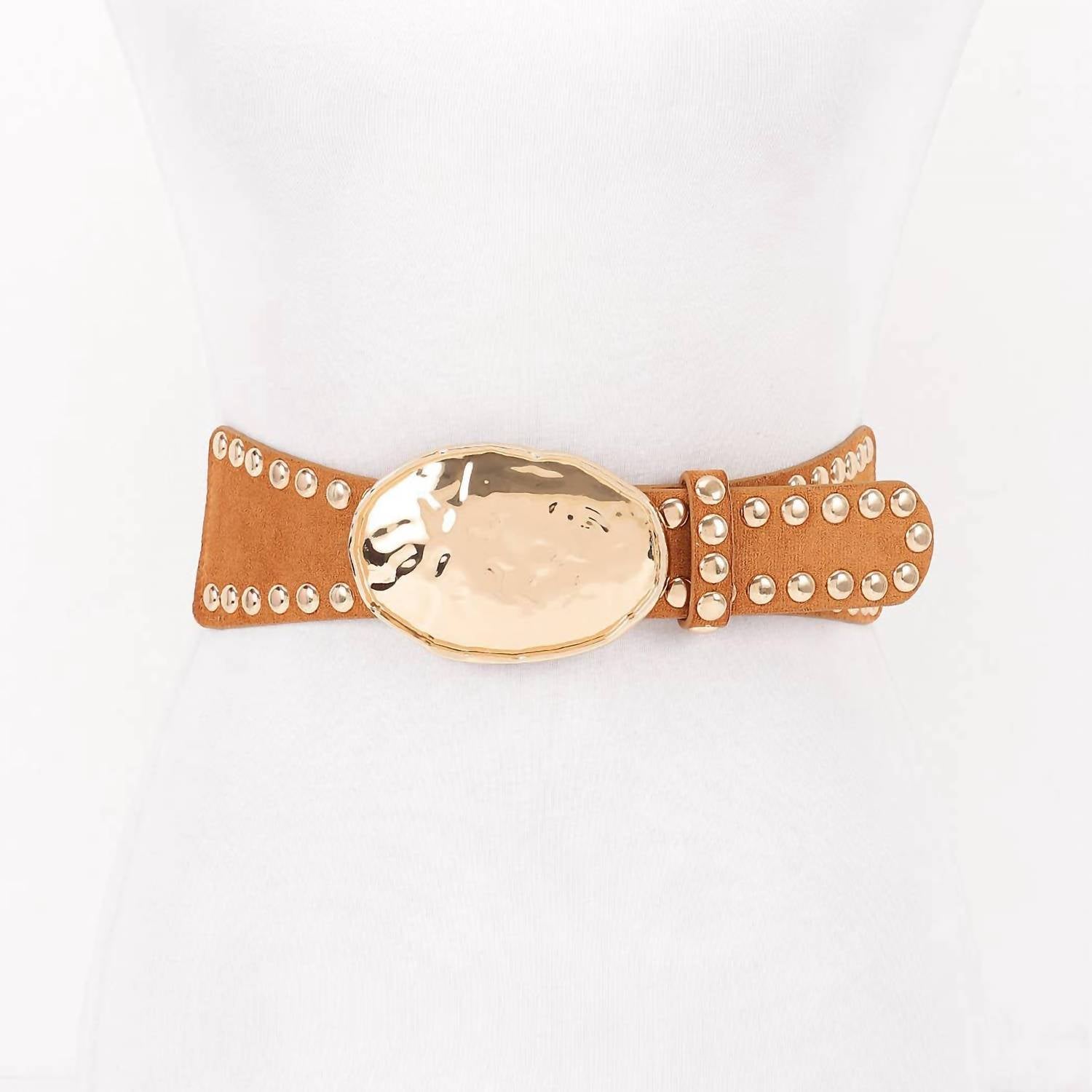 3Am By H&D Accessories - Women's Studded Faux Suede Elastic Belt