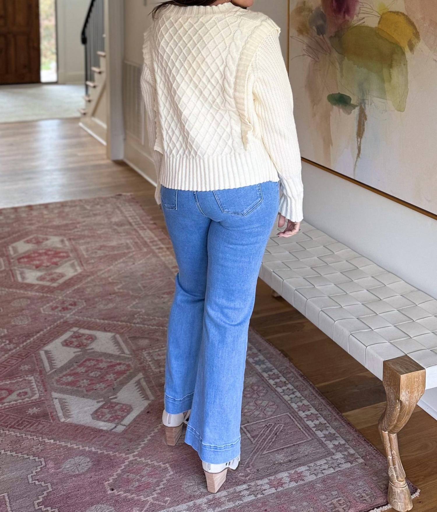 So Me Ruffle Cropped Sweater in beige - women's sweater - view 4