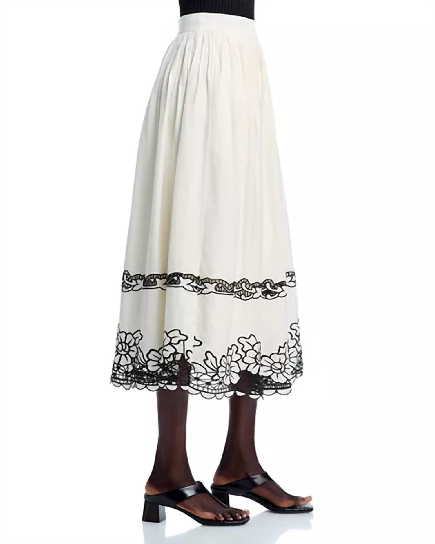 Elie Tahari - Poppy Embroidered Midi Skirt