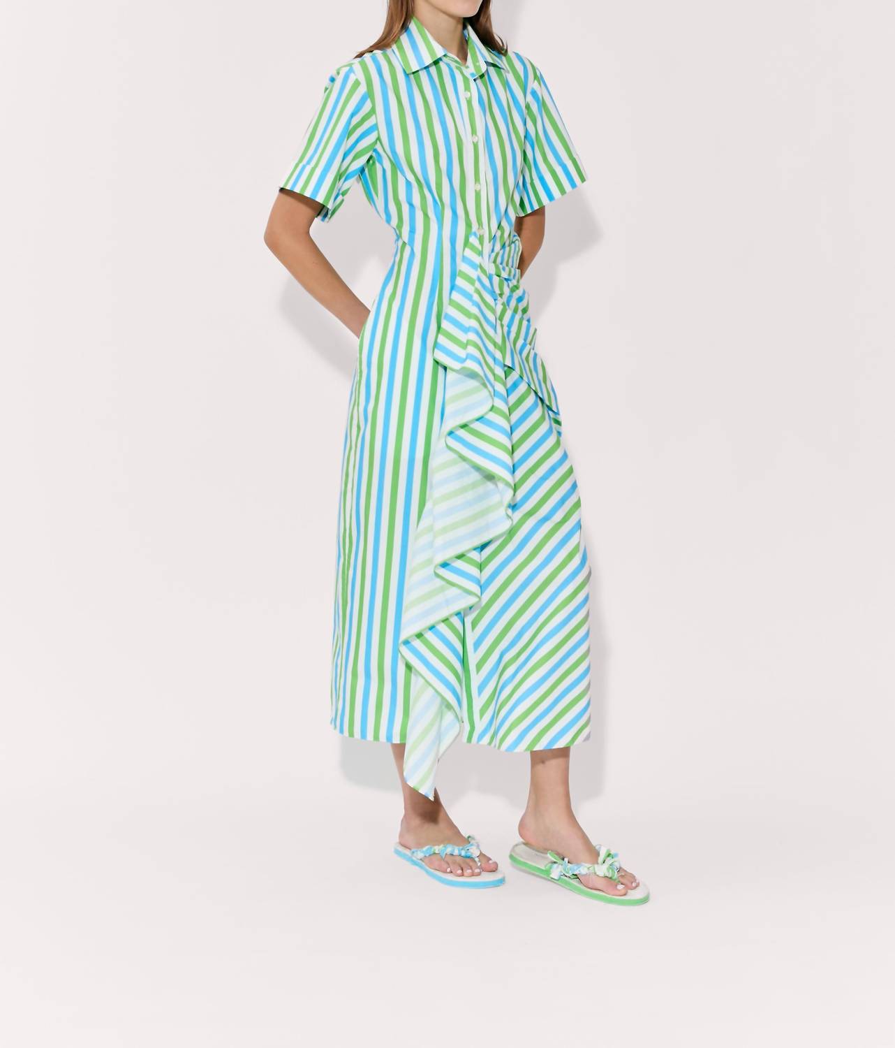Rosie Assoulin - Gathered Ruffle Shirt Dress