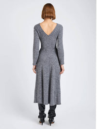 Proenza Schouler White Label Sai Wool Jersey Midi Dress in grey melange - women's dress - alternate view