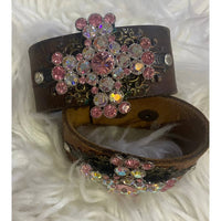 A Rare Bird Women's Rhinestone Cross Leather Cuff Bracelet in dark brown - women's jewelry