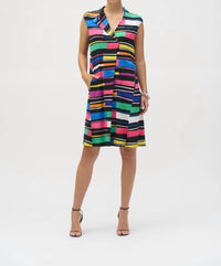 Joseph Ribkoff - V-neck Sleeveless Trapeze Dress