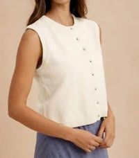 Anniewear - Women's Melange Wool Button Down Sweater Vest
