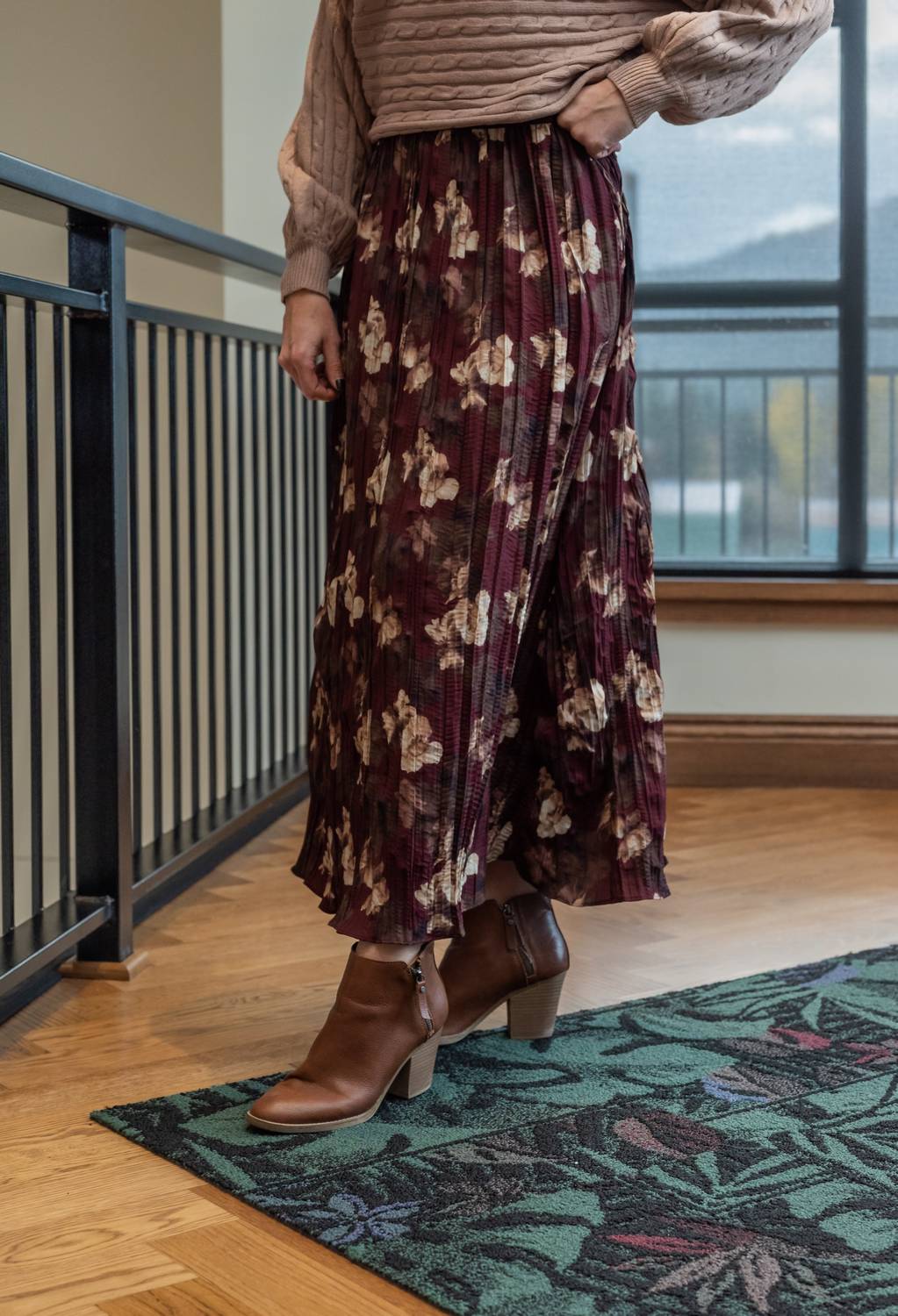GRADE & GATHER MARJE MIDI SKIRT in port - women's skirt - alternate view