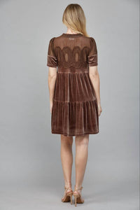 Fate - Contrast Sheer Mesh Intricate Lace Detail Mini Dress
