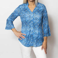Sno Skins - Printed Crinkle Mesh Sweetheart Blouse