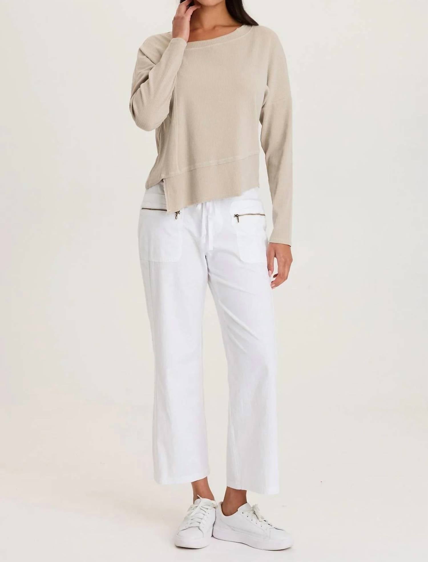 Xcvi - Asymmetrical Ribbed Knit Long Sleeve Tee