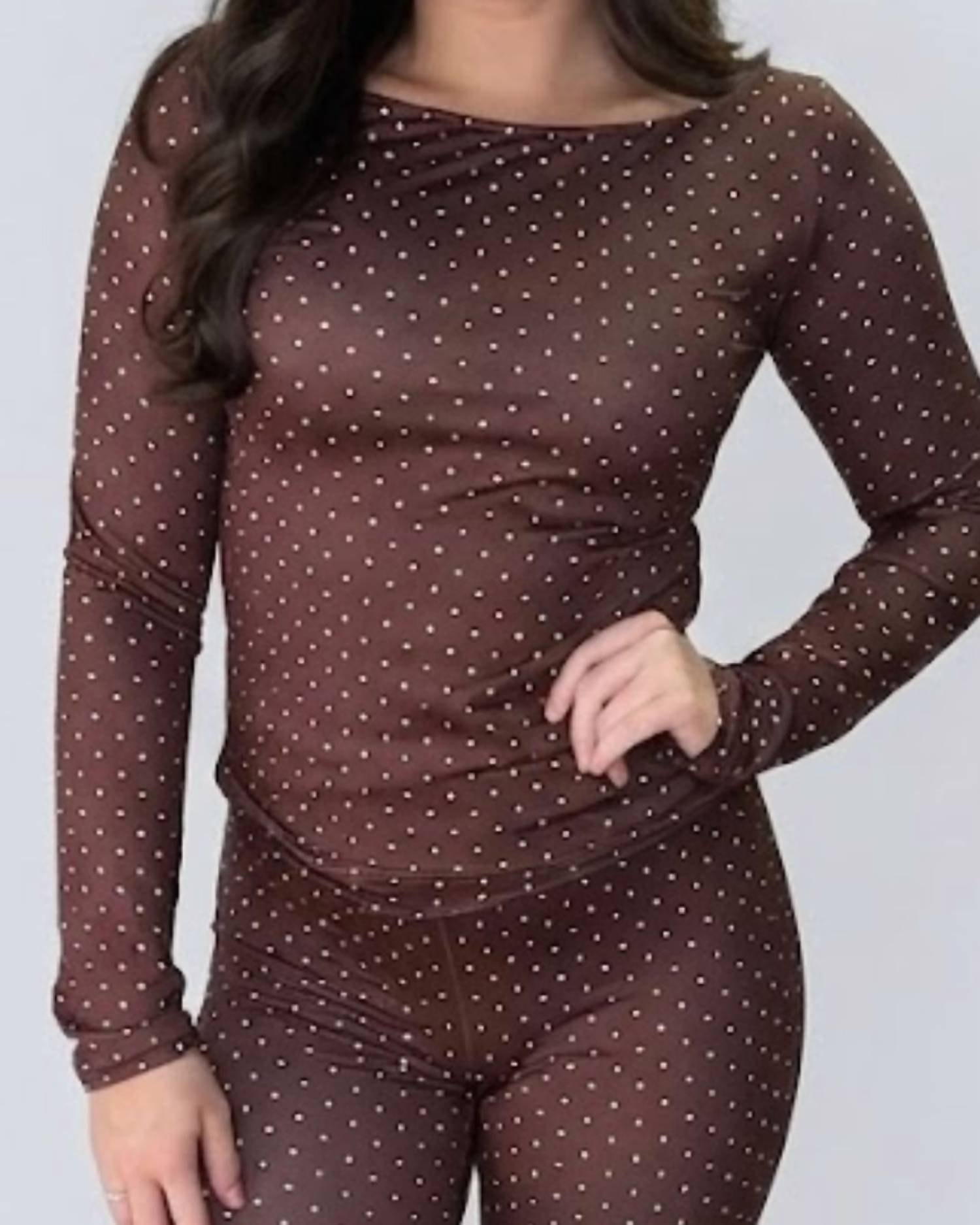 Kimberly C Power Dots Set in brown - women's sleepwear - alternate view