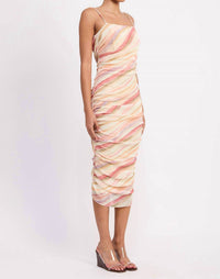 Emory Park - Watercolor Ruched Mesh Midi Dress