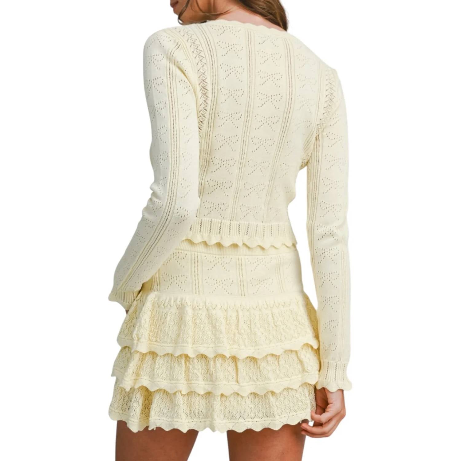 Mable - Bow Knit Cardigan Skirt Set