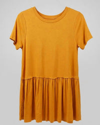 ZENANA Women's Babydoll Tee in mustard - women's t-shirt