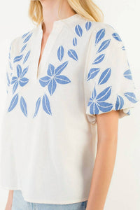 Thml - Puff Sleeve Embroidery V-neck Top