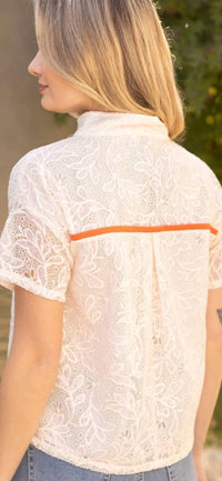 Voy - Women's Lace V-neck Top