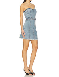 STEVE MADDEN MATILDA DENIM DRESS in blue frosting - women's dress - alternate view