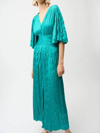 Joseph Ribkoff - Satin Fit And Flare Pleated Dress With Knot Waist Detail - Plus