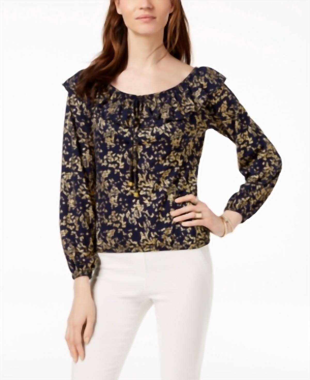Michael Michael Kors - Women's Metallic Print Peasant Top
