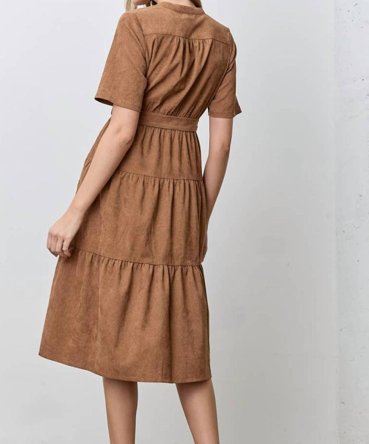 Polagram - Gabrielle Button Tiered Shirt Dress