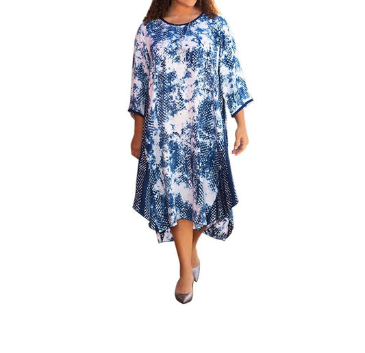 On The Plus Side - Printed Rayon 3/4 Sleeve Edyth Dress - Plus Size