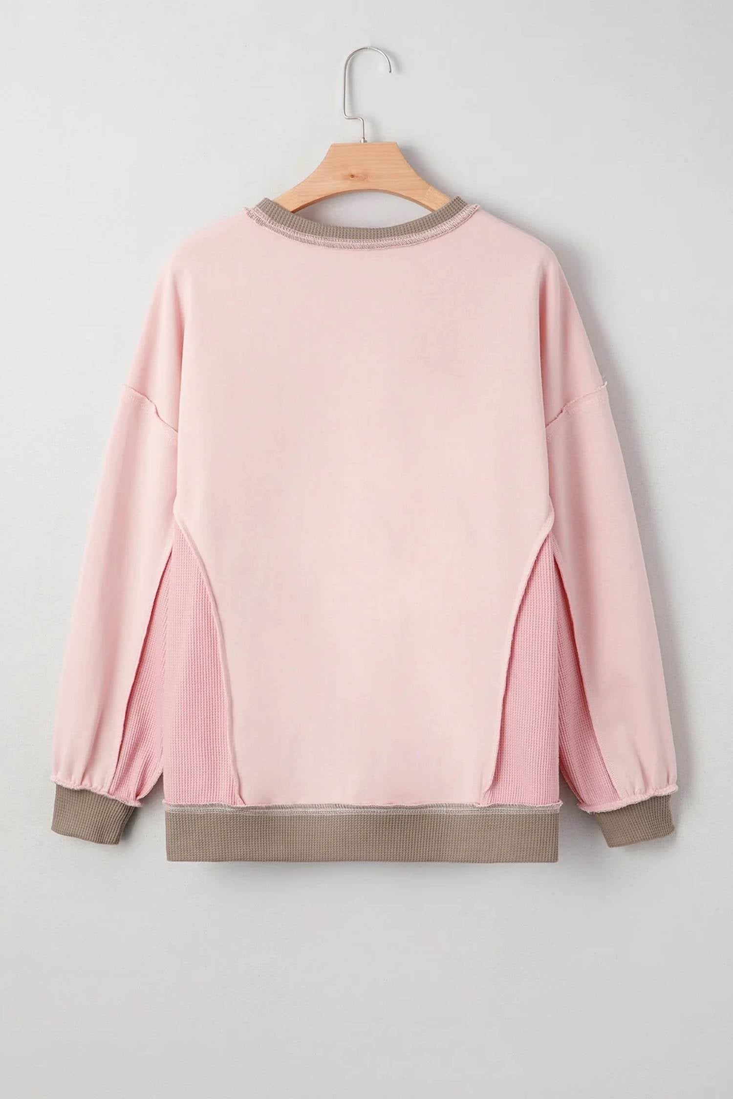 66Disco - Textured Waffle Patchwork Oversized Sweatshirt