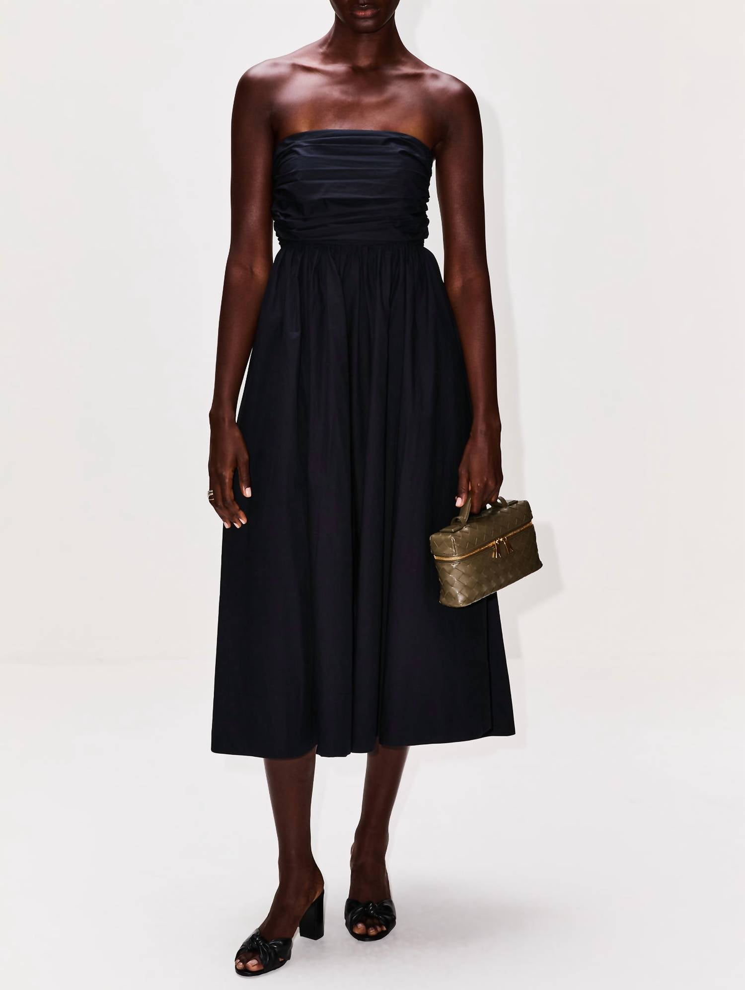 XIRENA Clea Strapless Midi Sundress in black - women's dress