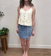 WISHLIST Scallop Hem Sweater Tank in dark natural - women's tank top - view 4