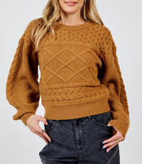 Sadie & Sage - Raised Knit Crewneck Sweater