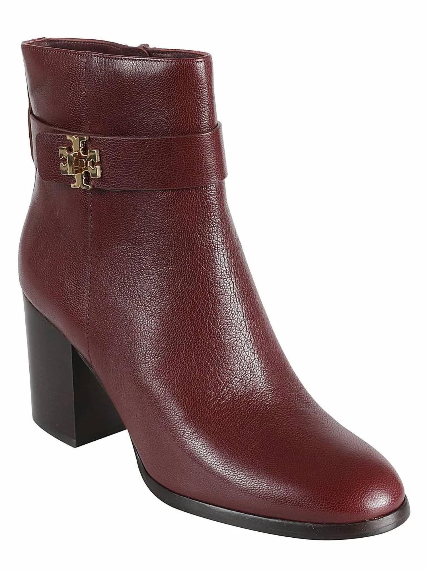 TORY BURCH Women's Turnlock Heeled Ankle Boots in dark carmine - women's shoe