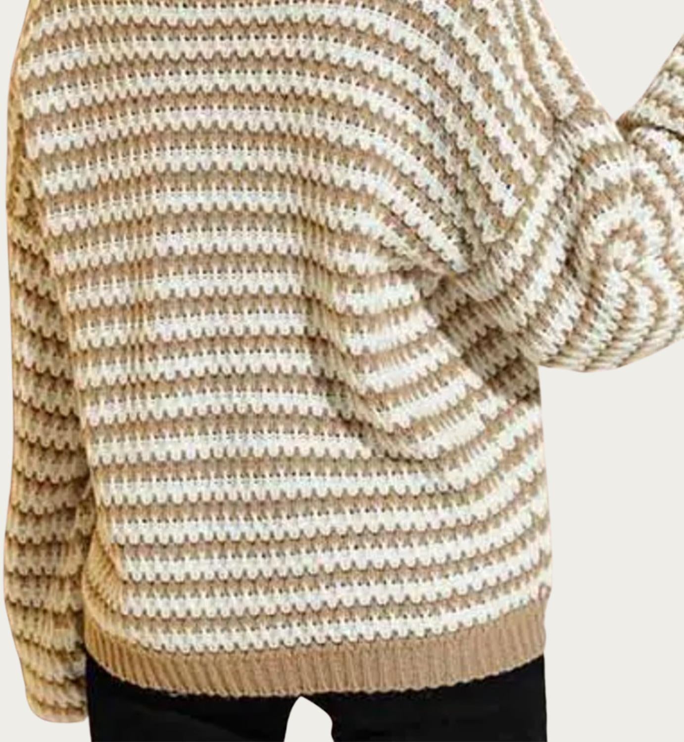STRIPED V-NECK KNIT SWEATER