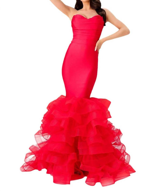 Jessica Angel - RUCHED STRAPLESS MERMAID GOWN WITH RUFFLED SKIRT