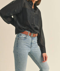 &Merci - SHEER COLLARED BUTTON-DOWN SHIRT