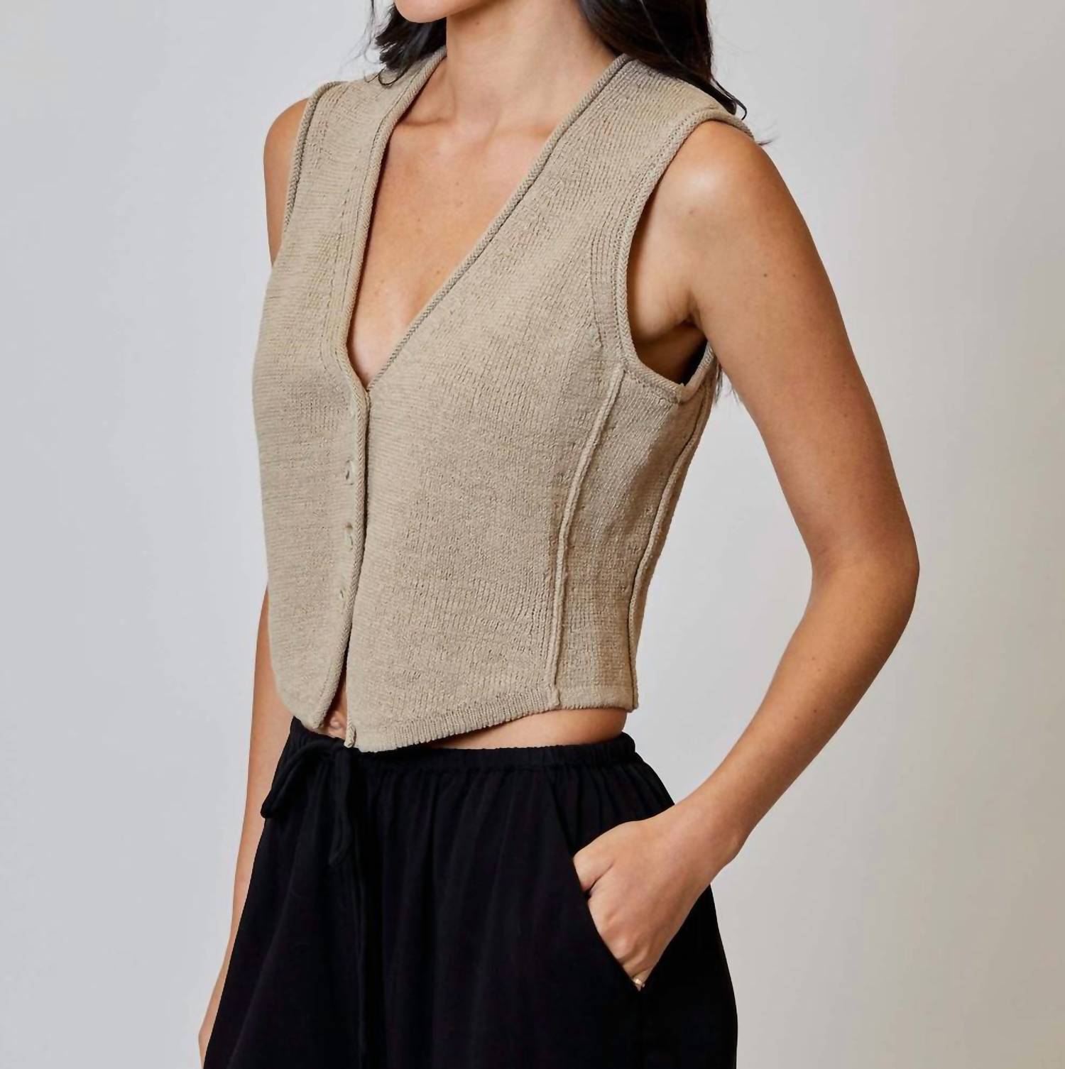 Dh New York - Arizona Vest - brown - clothing - cotton