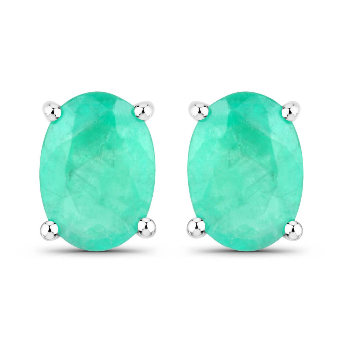 Diana M Jewels - Women's Oval Natural Zambian Emerald Stud Earrings (1.56 Ct) - Classic