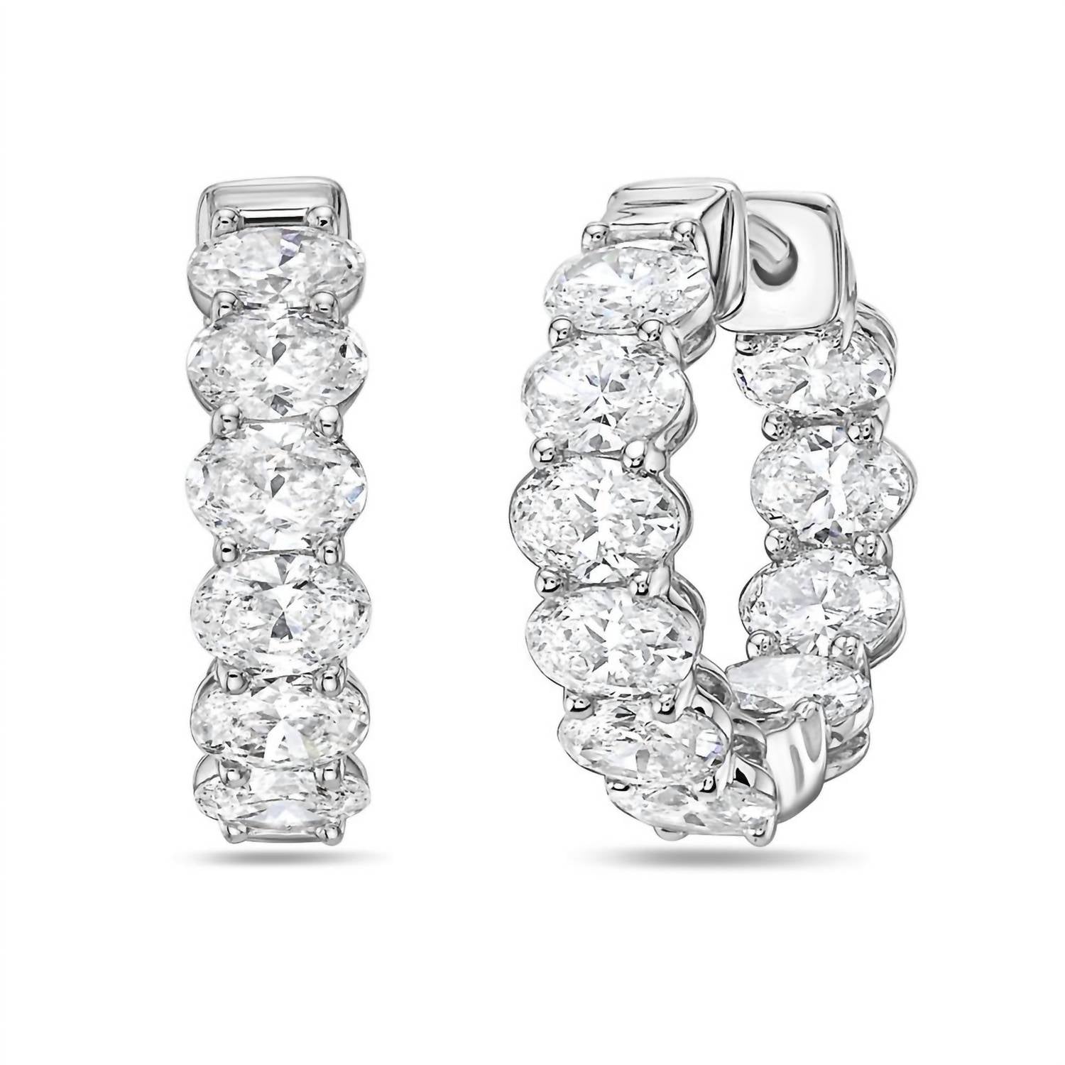 Diana M Jewels - Women's Lab Grown Oval Diamond Huggie Hoops Earrings - directbrandpartner - earrings - jewelry
