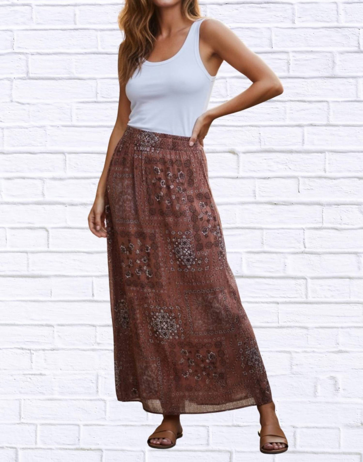 Diva Usa - Boho Patchwork Printed Maxi Skirt