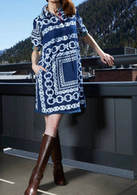 Dizzy - Lizzie - Denim Chains Long Sleeves Dress - blue - clothing - cotton