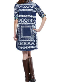Dizzy - Lizzie - Denim Chains Long Sleeves Dress - blue - clothing - cotton