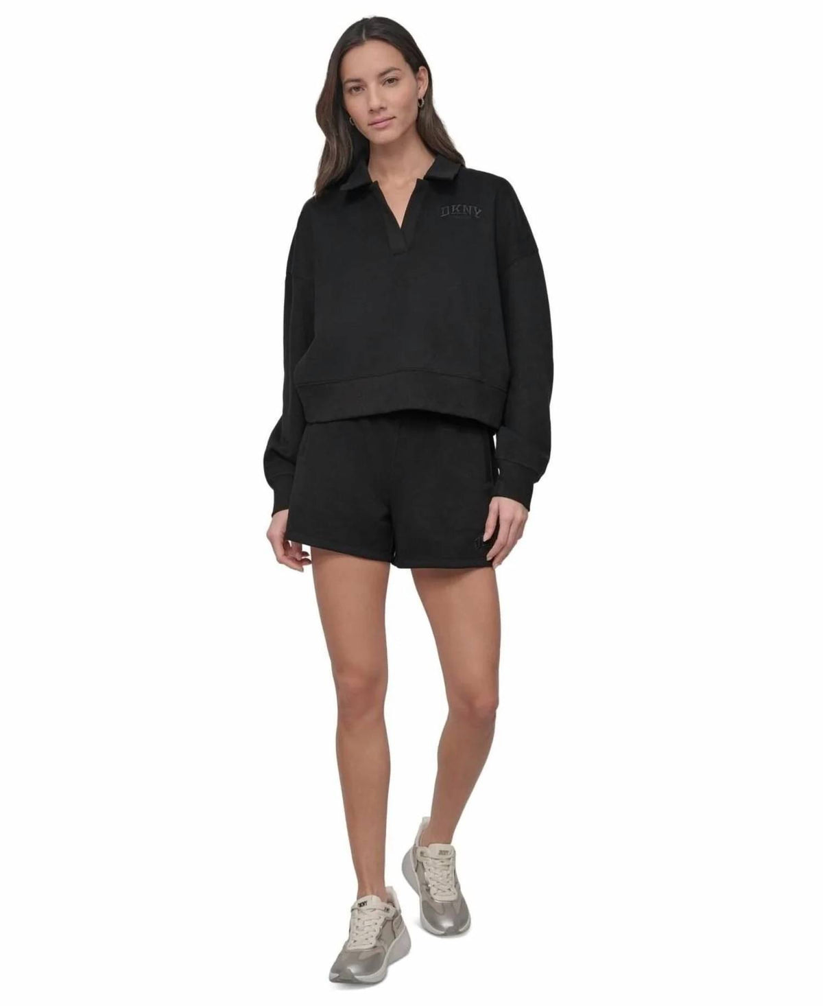 Dkny - Varsity Embroidered Logo Smocked 4" Shorts